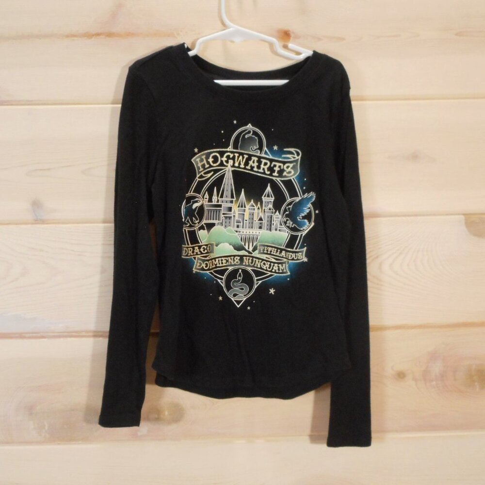 Wizarding World Harry Potter Youth Size M Long Sleeve T-Shirt Hogwarts Black